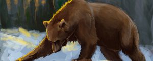 Preview wallpaper bear, painting, snow, colorful, photoshop