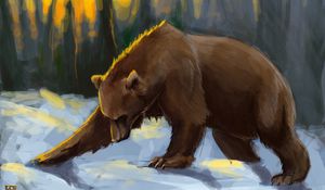 Preview wallpaper bear, painting, snow, colorful, photoshop