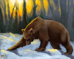 Preview wallpaper bear, painting, snow, colorful, photoshop