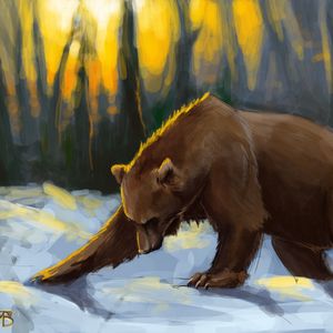 Preview wallpaper bear, painting, snow, colorful, photoshop