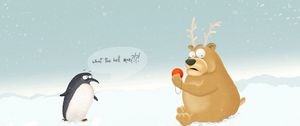 Preview wallpaper bear, penguin, snow, pattern