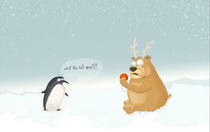 Preview wallpaper bear, penguin, snow, pattern