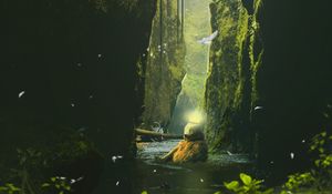 Preview wallpaper bear, rocks, photoshop, wildlife