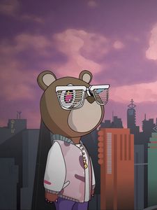 Preview wallpaper bear, style, town, points, building