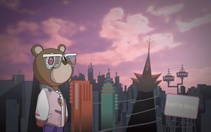 Preview wallpaper bear, style, town, points, building