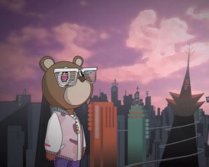 Preview wallpaper bear, style, town, points, building