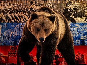 Preview wallpaper bear, symbol, flag, russia