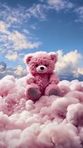 Preview wallpaper bear, teddy bear, clouds, cute, pink