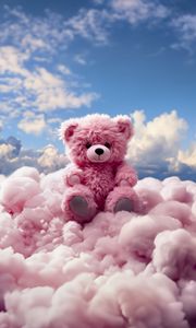 Preview wallpaper bear, teddy bear, clouds, cute, pink