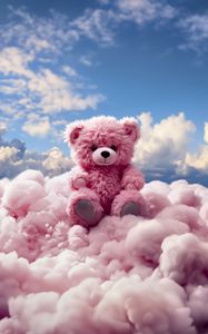 Preview wallpaper bear, teddy bear, clouds, cute, pink