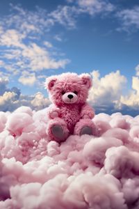 Preview wallpaper bear, teddy bear, clouds, cute, pink