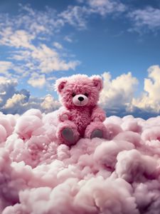 Preview wallpaper bear, teddy bear, clouds, cute, pink