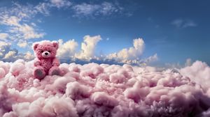 Preview wallpaper bear, teddy bear, clouds, cute, pink