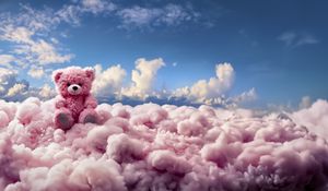 Preview wallpaper bear, teddy bear, clouds, cute, pink