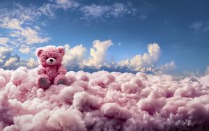 Preview wallpaper bear, teddy bear, clouds, cute, pink