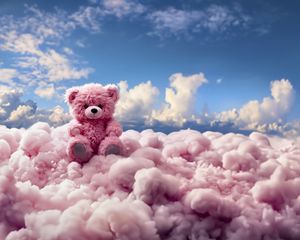 Preview wallpaper bear, teddy bear, clouds, cute, pink