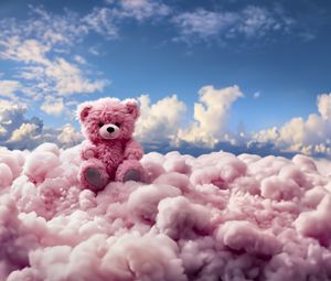 Preview wallpaper bear, teddy bear, clouds, cute, pink