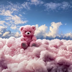 Preview wallpaper bear, teddy bear, clouds, cute, pink