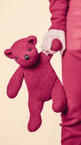 Preview wallpaper bear, toy, hand, pink