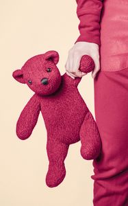 Preview wallpaper bear, toy, hand, pink