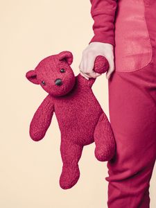 Preview wallpaper bear, toy, hand, pink