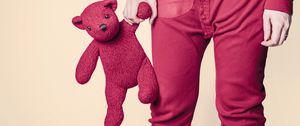 Preview wallpaper bear, toy, hand, pink