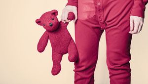 Preview wallpaper bear, toy, hand, pink