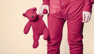 Preview wallpaper bear, toy, hand, pink