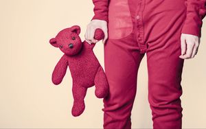 Preview wallpaper bear, toy, hand, pink