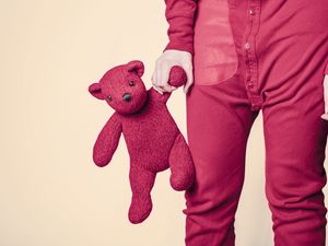 Preview wallpaper bear, toy, hand, pink