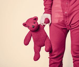 Preview wallpaper bear, toy, hand, pink