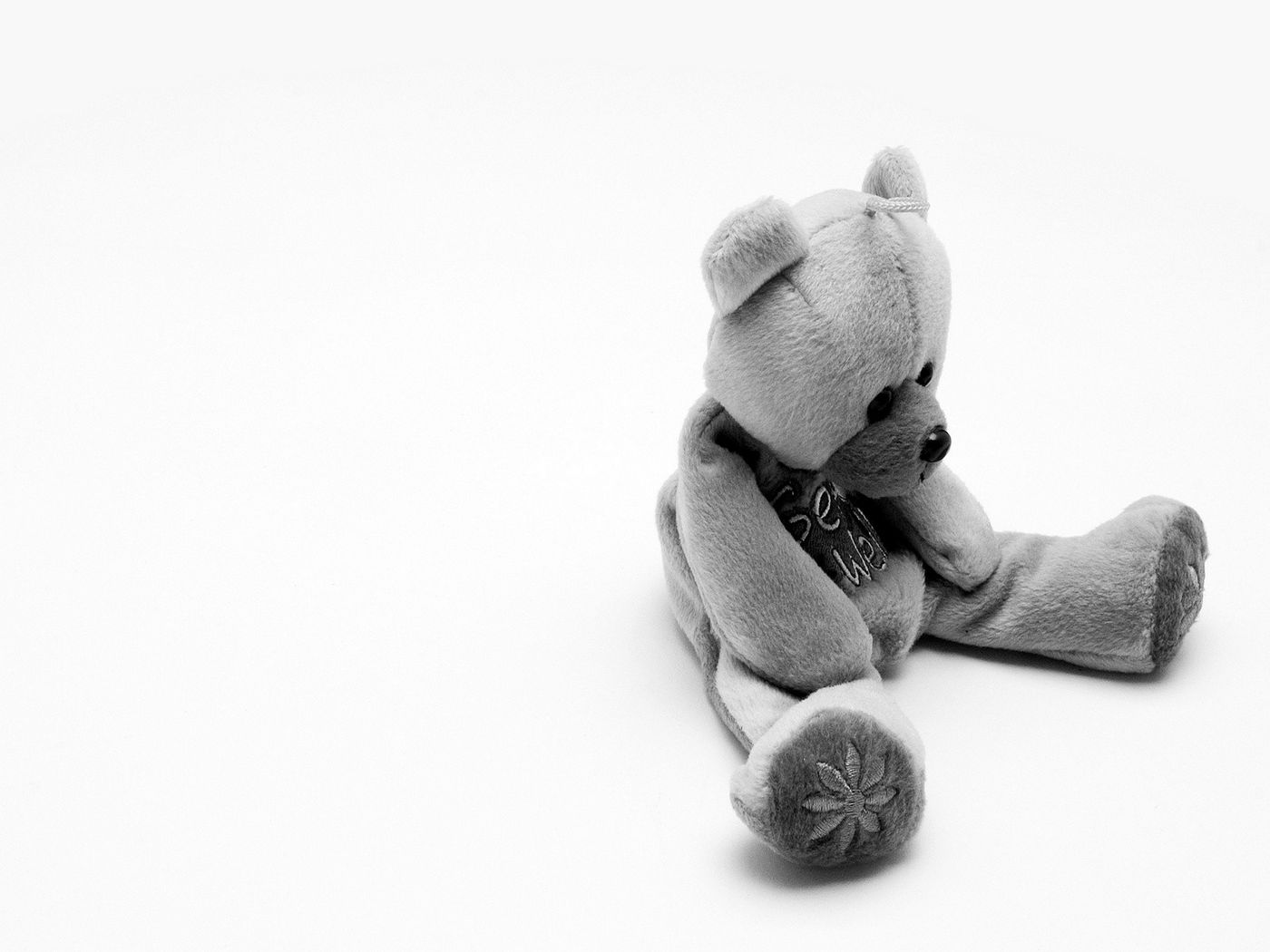 Download wallpaper 1400x1050 bear, toy, soft, black and white ...