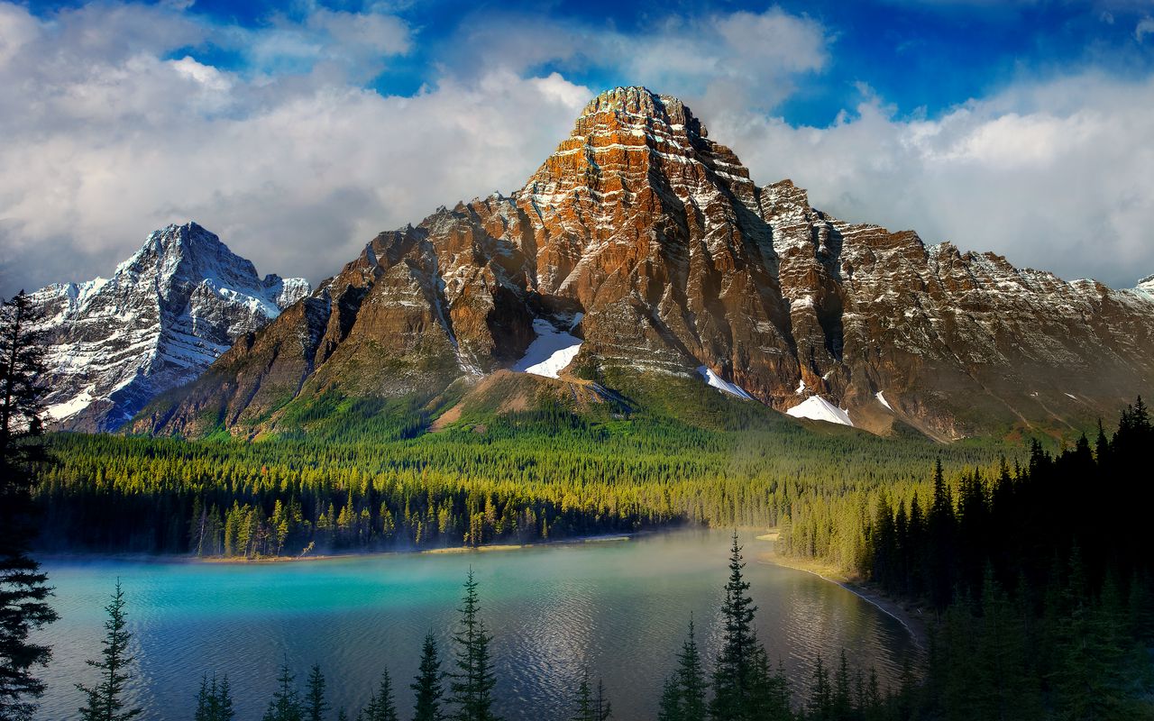 Download Wallpaper 1280x800 Beautiful Scenery Mountains Lake Nature