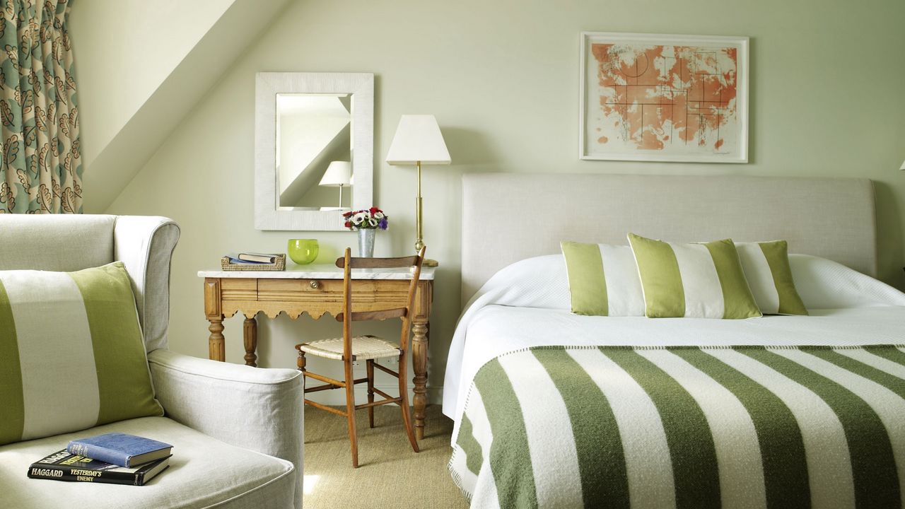 Wallpaper bed, bedroom, chair, furniture, room