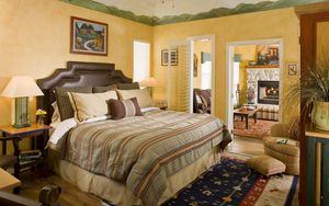Preview wallpaper bed, bedroom, lamp, bedside table