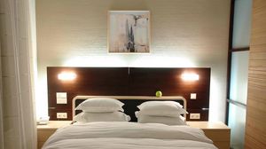 Preview wallpaper bed, bedroom, lights, lamps, comfort