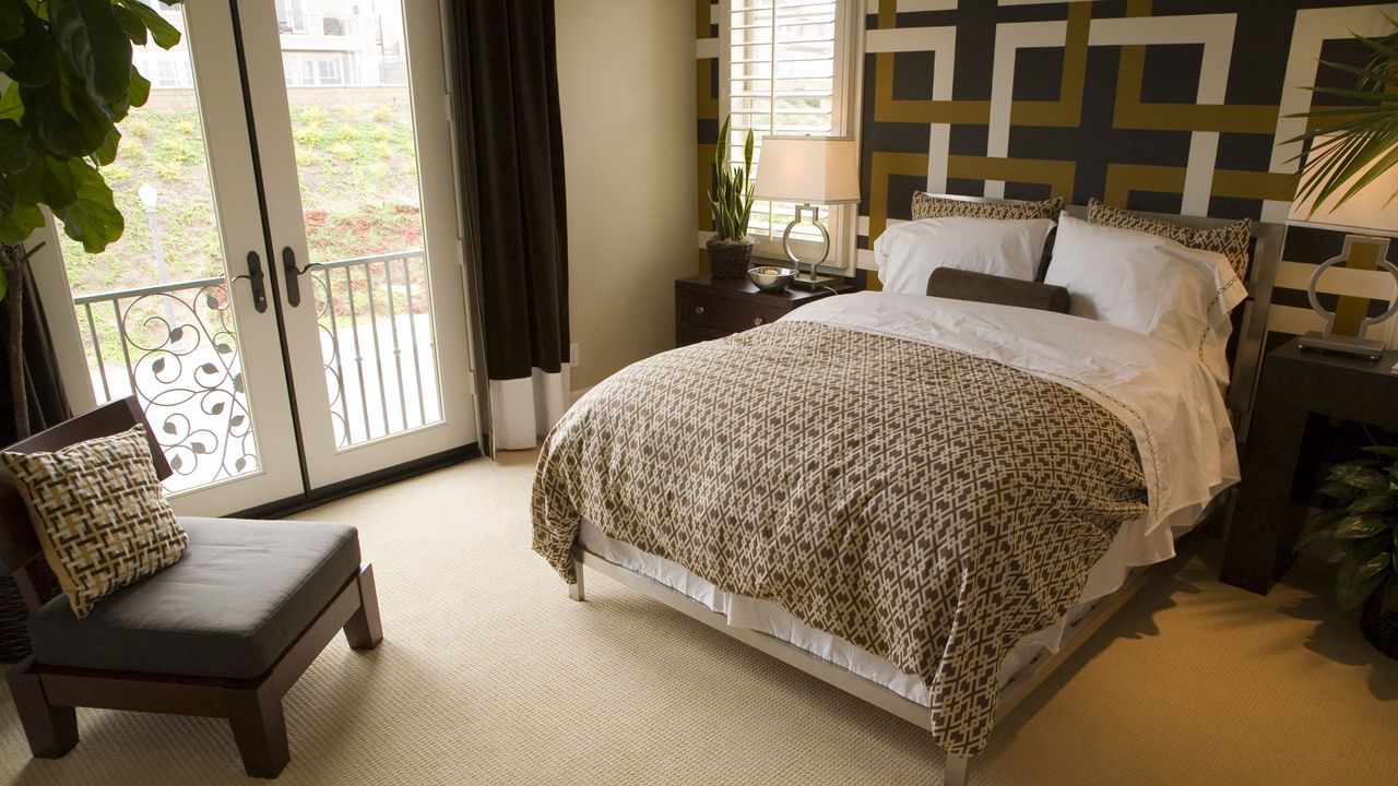 Wallpaper bed, bedroom, style, door