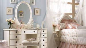Preview wallpaper bed, table, dresser, mirror, chair, grace