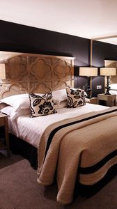 Preview wallpaper bedding, bedroom, closet, floor lamp, wall, modern