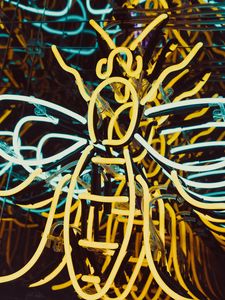 Preview wallpaper bee, neon, light, form