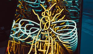 Preview wallpaper bee, neon, light, form