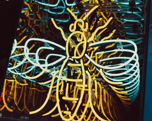 Preview wallpaper bee, neon, light, form