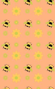 Preview wallpaper bees, patterns, texture, flowers
