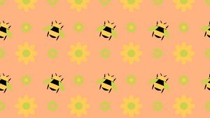 Preview wallpaper bees, patterns, texture, flowers