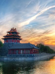 Preview wallpaper beijing, china, structure, sky, clouds, arbor, trees