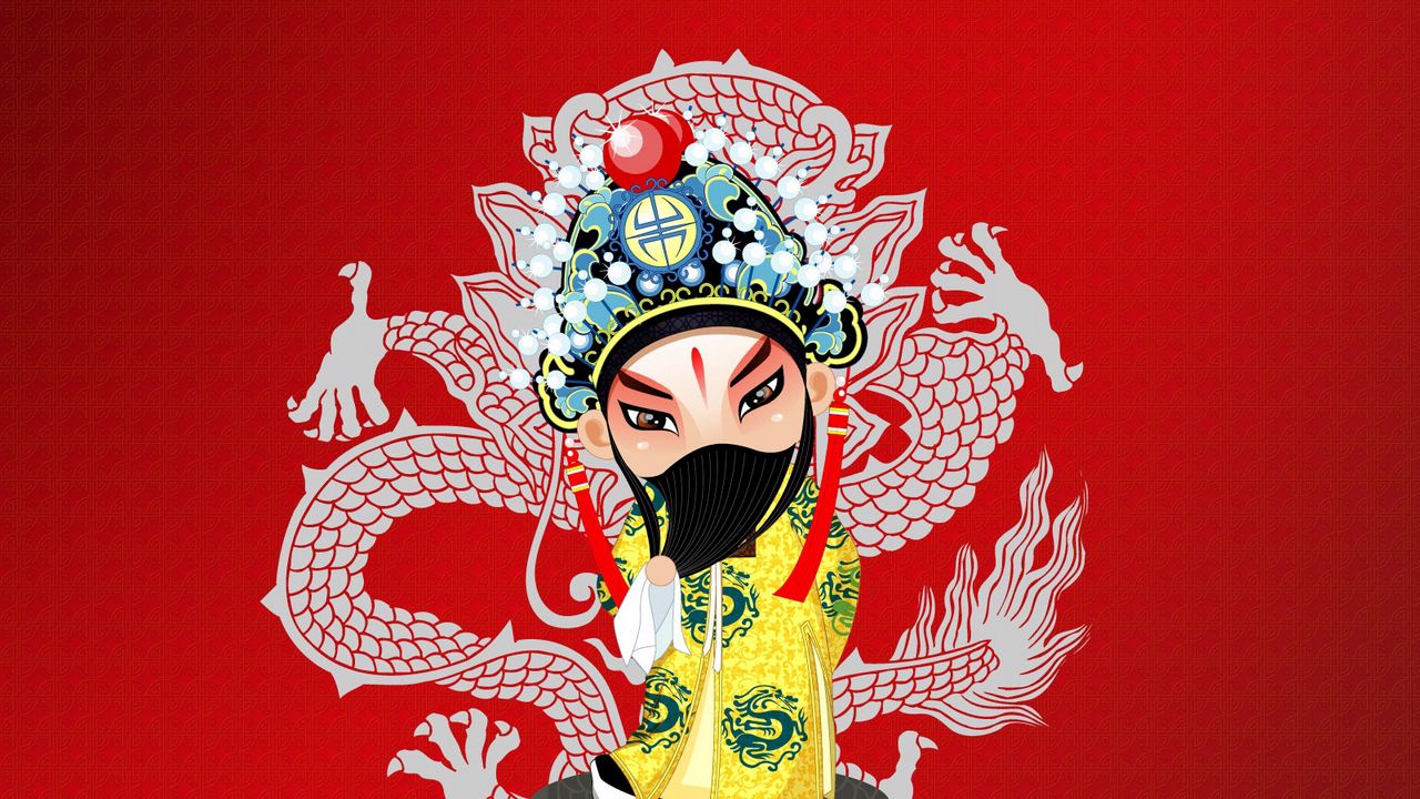 Wallpaper beijing opera, costume, girl, mask patterns