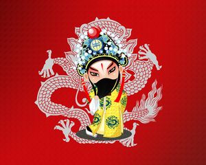 Preview wallpaper beijing opera, costume, girl, mask patterns