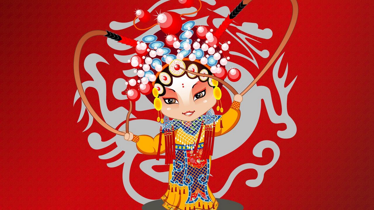 Wallpaper beijing opera, girl, dress, ceremony, hair