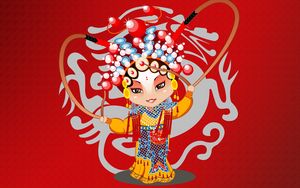 Preview wallpaper beijing opera, girl, dress, ceremony, hair
