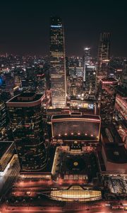 Preview wallpaper beijing, skyscrapers, night city, top view